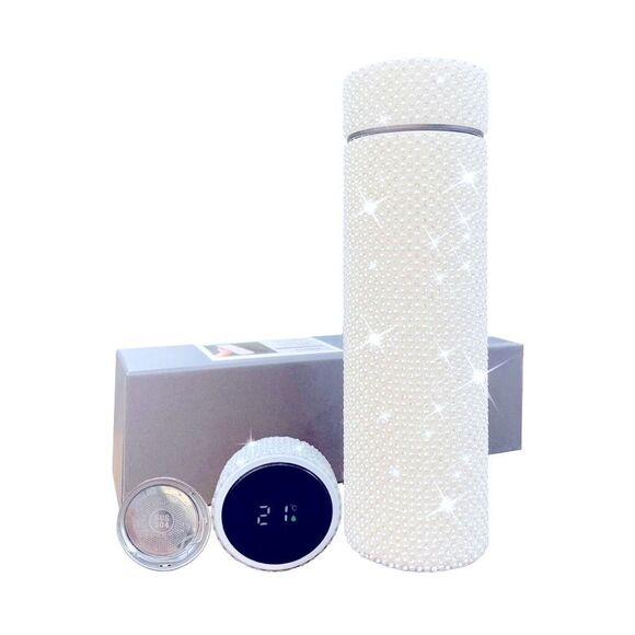 Rhinestone Stainless Steel Vacuum Insulated Water Bottle Thermos LED Temperature - Picture 4 of 10